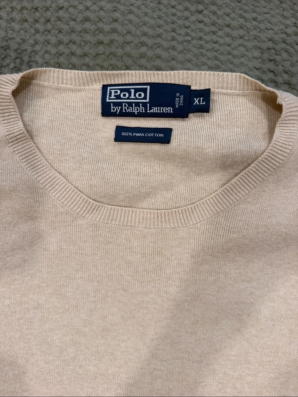 Polo by Ralph Lauren Light Cream Crewneck Sweater with Polo Pony